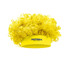 A bright yellow Afro headband wig with curly hair and a branded yellow band.