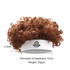 A curly brown headband wig with a white band and a logo, featuring a fluffy afro style.