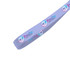 A lavender satin polyester ribbon featuring a logo in vibrant colours, showcasing full colour printing.
