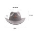 A grey felt cowboy hat with a wide brim and a branded logo, measuring 36 cm wide and 10.5 cm tall.