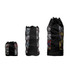 Three drawstring mesh ball bags in black, showcasing colourful balls inside. Each bag varies in size.
