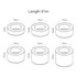 A diagram featuring six rolls of transparent packaging tape in various widths, all 91m in length.