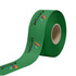 A roll of green ribbon featuring branding, ideal for grand opening events.