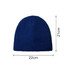 A blue cable knit beanie with dimensions of 21 cm in height and 22 cm in width, featuring a plain design.