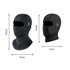 A breathable balaclava cycling face mask in black, featuring a seamless design and a logo. Measurements are included.