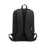 A black expandable laptop backpack with padded straps and a mesh texture on the back. Features a logo.