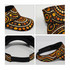 A full sublimation visor featuring a colourful circular pattern in orange, brown, and cream with a black inner band.