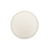 A round PU coaster in a light cream colour with decorative stitching around the edge and no visible branding.