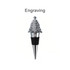 A wine stopper featuring a silver Christmas tree design atop a metallic base with a black rubber ring.