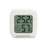 A white mini digital thermometer displaying temperature and humidity levels on a clear screen, featuring a baby face icon.