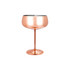 A stainless steel cocktail coupe in a polished copper finish, featuring a sleek stem and base, with an inner metallic surface.