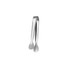 A stainless steel ice tong with a sleek, shiny finish, featuring rounded ends for gripping. It has a logo on its side.