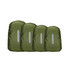 Four olive green reflective backpack rain covers, each with a reflective strip, arranged in a row.