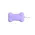A purple silicone bone-shaped dog poop bag dispenser with a metal clip.