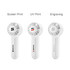 A Mini Travel Handheld Fan in white, featuring different printing options on the front; includes a logo.