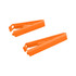 Two medium food bag seal clips in bright orange, designed to securely seal food bags.