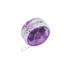 A transparent purple yoyo with light-up features and a string attachment.