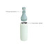 A drink bottle in light green stainless steel with a detachable polypropylene lid, featuring a slim, double wall design.