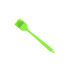 A green pastry brush with a flexible silicone head and a long handle, featuring a hole for hanging.