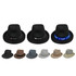 A collection of breathable mesh top hats in various colours, including black, brown, grey, and beige, featuring logos.