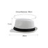A white straw hat with a black band, featuring dimensions of 58cm circumference and 11cm height.