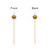 Bamboo cocktail skewers in natural colour, featuring a burger design on the top. Pack of 100 with logos.