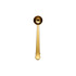 A gold coffee measuring spoon with a clip, featuring a sleek design and a shiny finish.