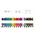 Twist Tie Bows in various colours, including white, red, blue, green, and brown, arranged in rows.