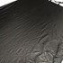A light-blocking car sunshade in black with a textured surface, featuring straps for attachment.
