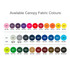 A colour swatch featuring various canopy fabric colours for the 23'' Colour Changing Umbrella, showing a range of shades.