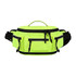 A bright yellow expandable bum bag with black accents, featuring multiple zippered pockets and a handle.
