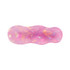 An iridescent pink alligator hair clip with a wavy design, featuring a shiny, reflective surface.