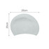 A white silicone swimming cap featuring a textured surface, measuring 25 cm by 20 cm, with a logo.