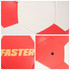 A machine-stitched PU handball featuring a red and white textured surface with a branding logo.