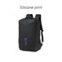A waterproof black business backpack with adjustable straps and a logo on the front.