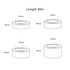 A diagram depicting self-adhesive reinforced kraft paper tape with measurements, showcasing various roll sizes.