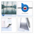 A desk calendar for 2027 featuring serene lake imagery, a blue logo, and a clean, white design.