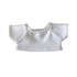 A white basic t-shirt for a plush doll, featuring a round neckline and short sleeves.