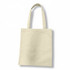 A cream-coloured tote bag with two handles and a plain design. It has a logo on one side.