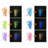 A glow-in-the-dark mini tumbler keyring in orange, green, blue, and purple, featuring a keyring attachment and a logo.