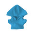 A bright blue plush doll hoodie with a hood and short sleeves, featuring a simple design and no visible branding.