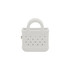 A white mini EVA bag clip with a textured finish and holes, featuring a small handle. It has a simple logo.