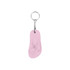 A pink thongs-shaped keyring with a metal chain and keyring attached.