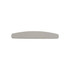 A sponge half moon shape nail file in grey with a smooth finish. It features a branding logo.