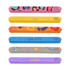 A set of six sponge straight shape nail files in various vibrant colours and patterns, featuring branding on some files.