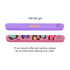 A purple and patterned nail file with a smooth straight shape and a logo, featuring 100/180 grit.