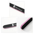 A black nail file with a pink edge, featuring a logo and a textured surface for filing nails.