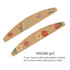 A bamboo nail file featuring a floral design, showcasing various colours and two different grit options.