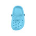 A bright blue Classic Clog Shoe fridge magnet featuring breathable holes and a strap. Includes a logo.