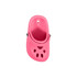 A pink shoe-shaped charm resembling a clog, featuring ventilation holes and a top hole for attachment.